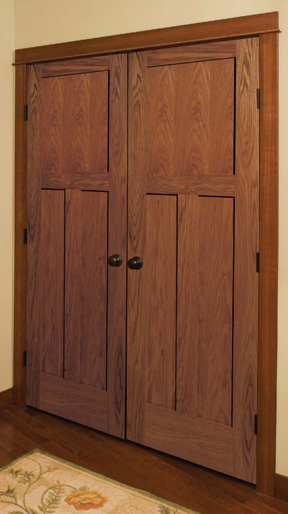 3 Panel Flat Mission Shaker Red Oak Solid Core Stain Grade Interior Wood Doors