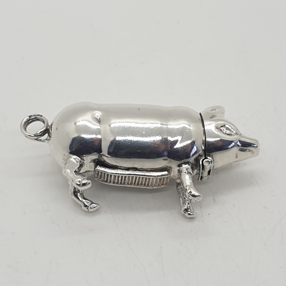 Sterling Silver Pig Vesta Case Match Holder