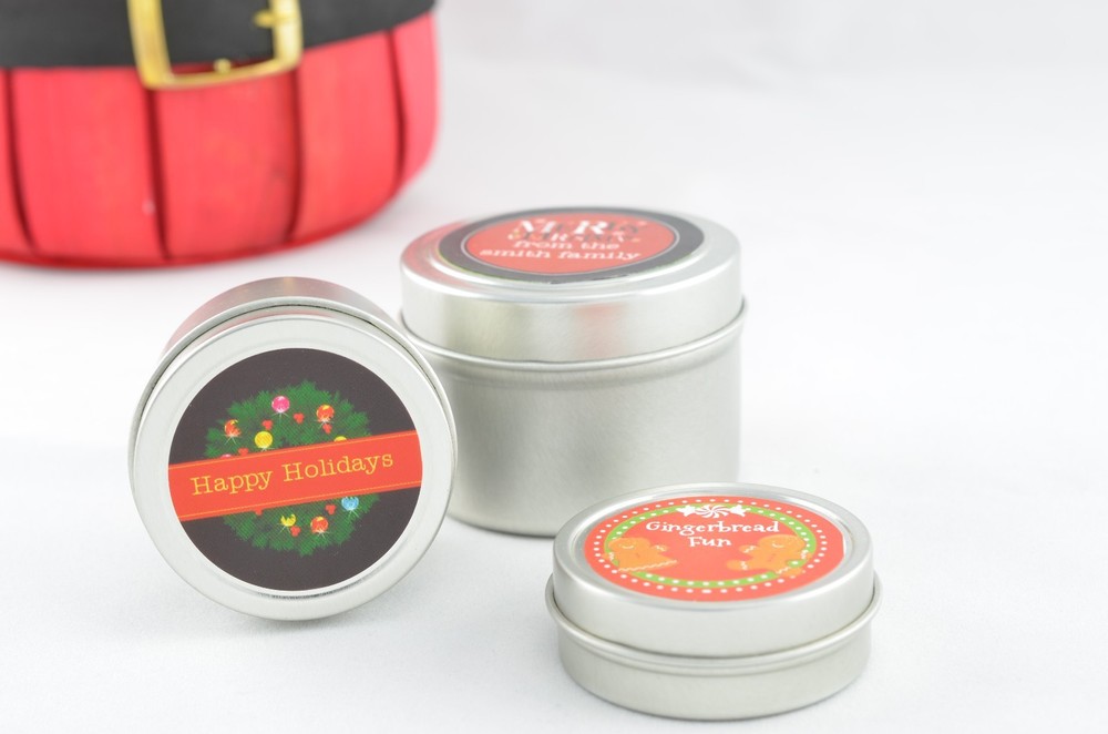 Peppermint Candy Personalized Christmas Round Sticker Labels - 7 sizes avaiable