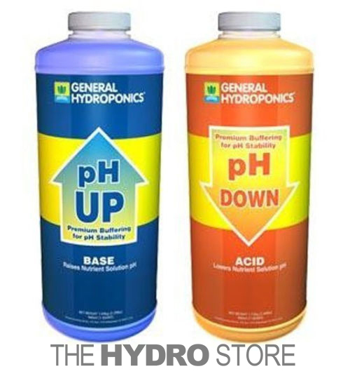 General Hydroponics pH Up & pH Down 1 Quart each - GH Water pH Adjuster Buffer