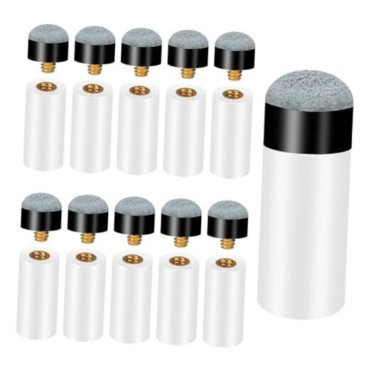 10 Sets Billiard Cues Tips Replacement, Screw On Pool Cue Tips with White