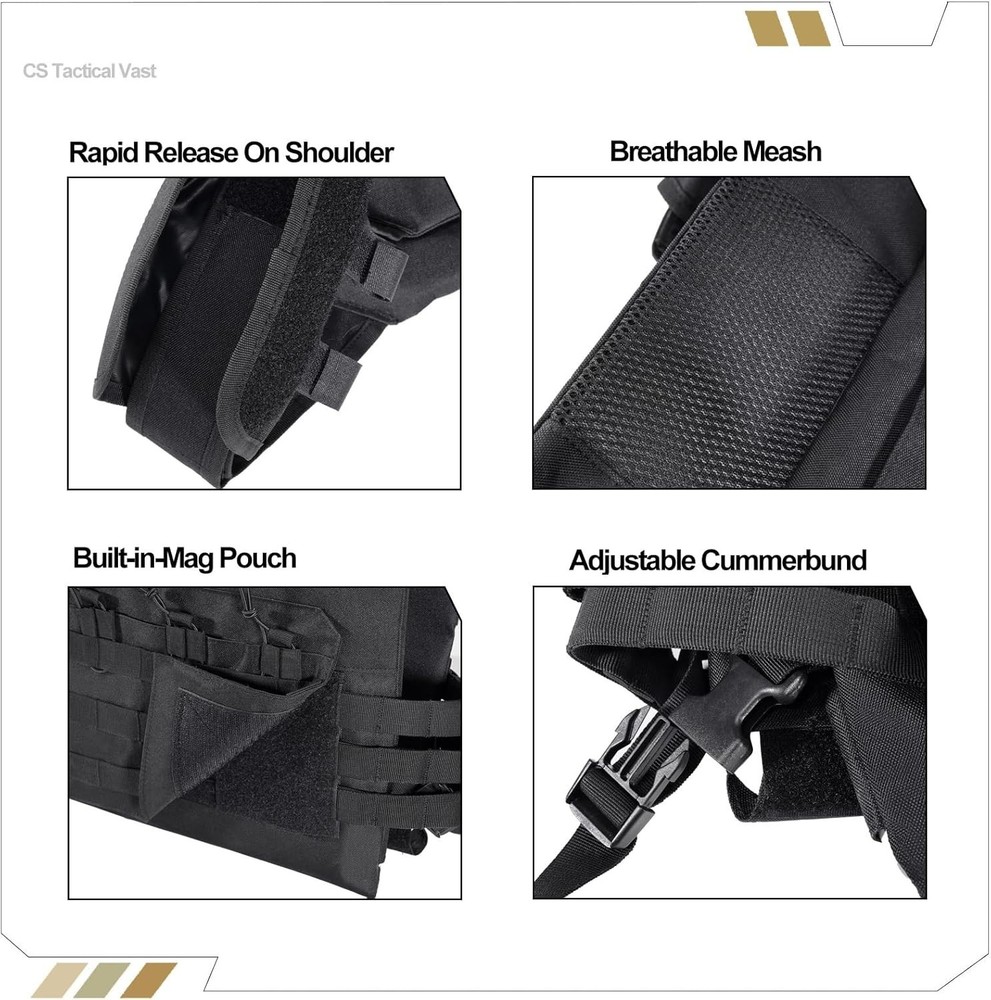 Tactical Outdoors Vest,Fully Adjustable Breathable,Lightweight Modular Paintb...