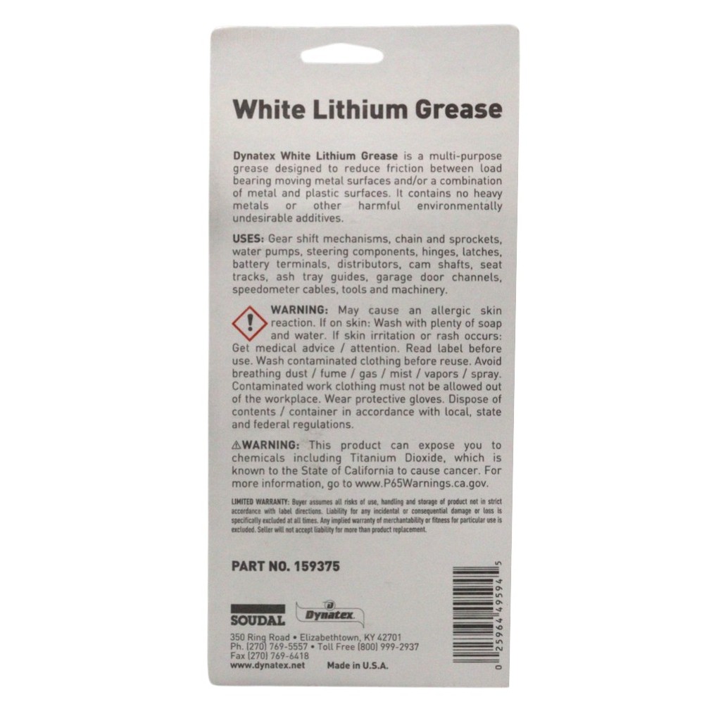 Dynatex White Lithium Grease 1 oz Tube Multi-Purpose (3-Pack)