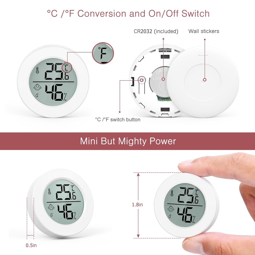 LOFICOPER Mini Digital Thermometer Hygrometer, Wireless Temperature and...