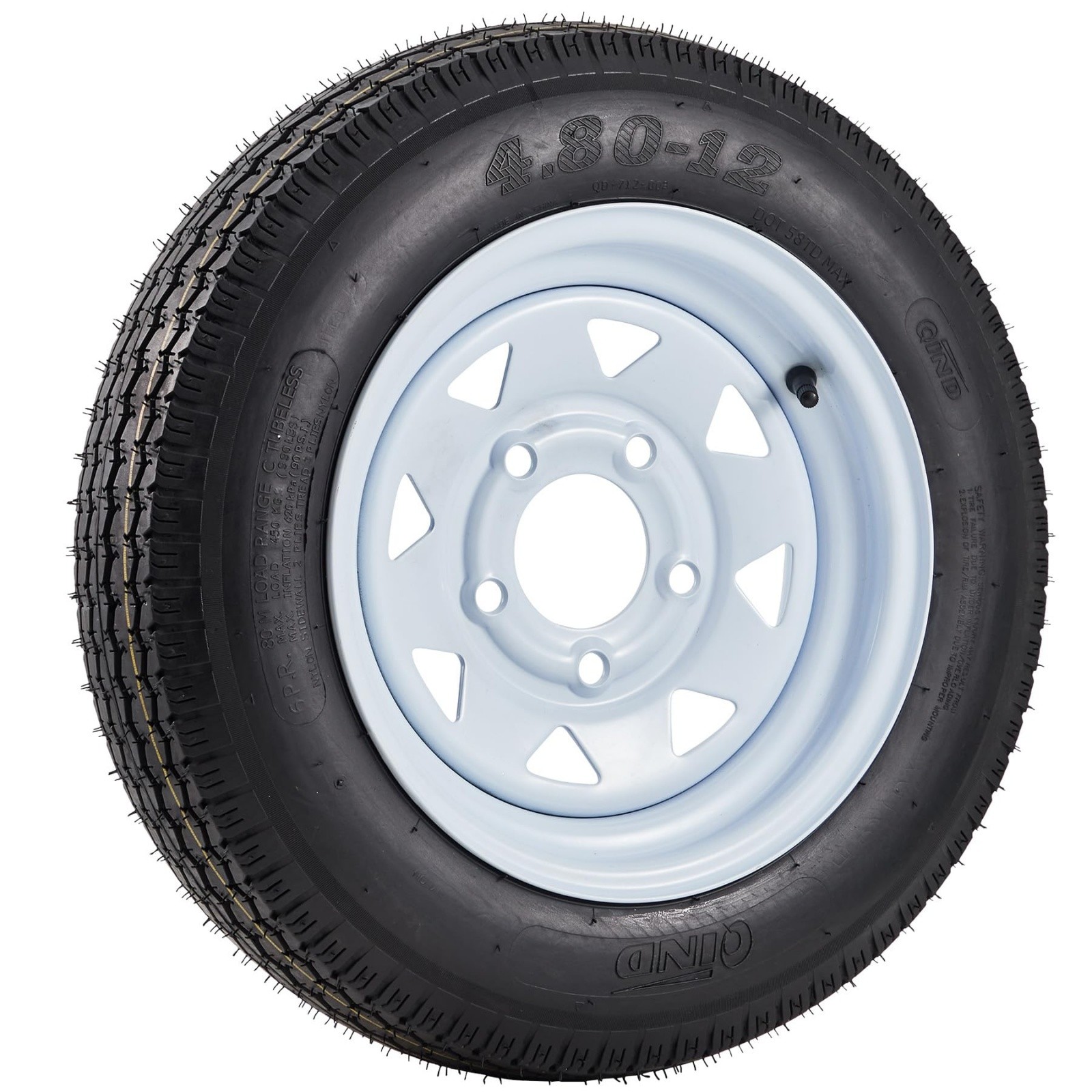 2-Pack 4.80x12 Trailer Tires & Wheels 5-Lug on 4.5" Bolt Pattern 12" Rim 4.80-12