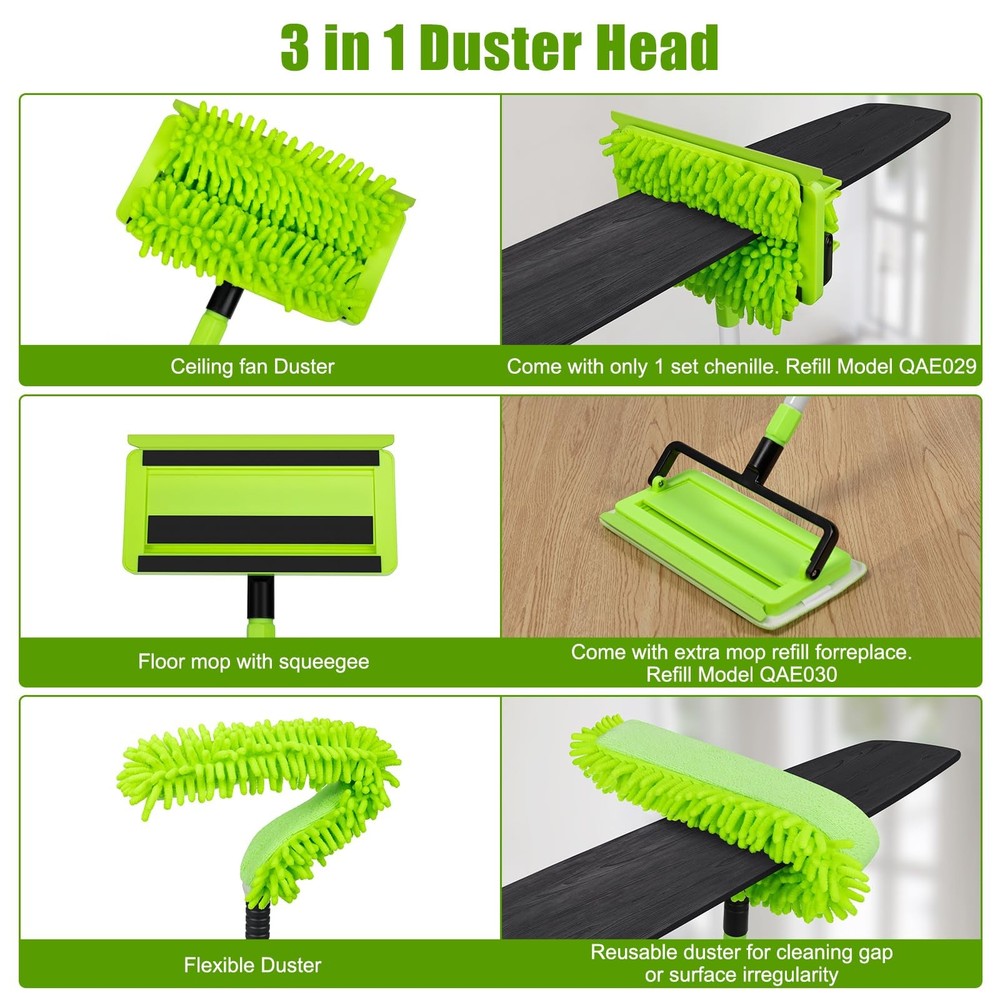 Ceiling Fan Cleaner Duster with 75'' Extension Pole, Flexible High Ceiling Fan B