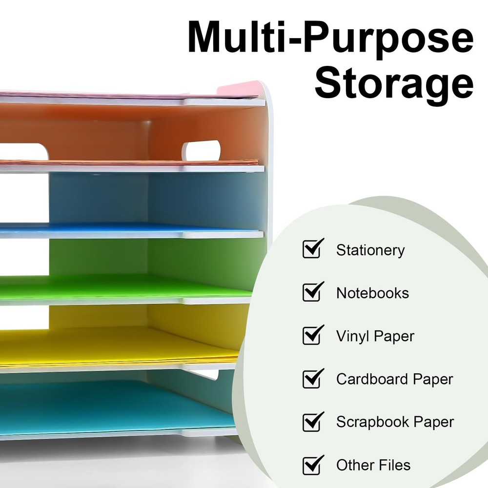 12x12 Paper Organizer, 6-Tier Scrapbook Paper Storage, Stackable Desktop File...