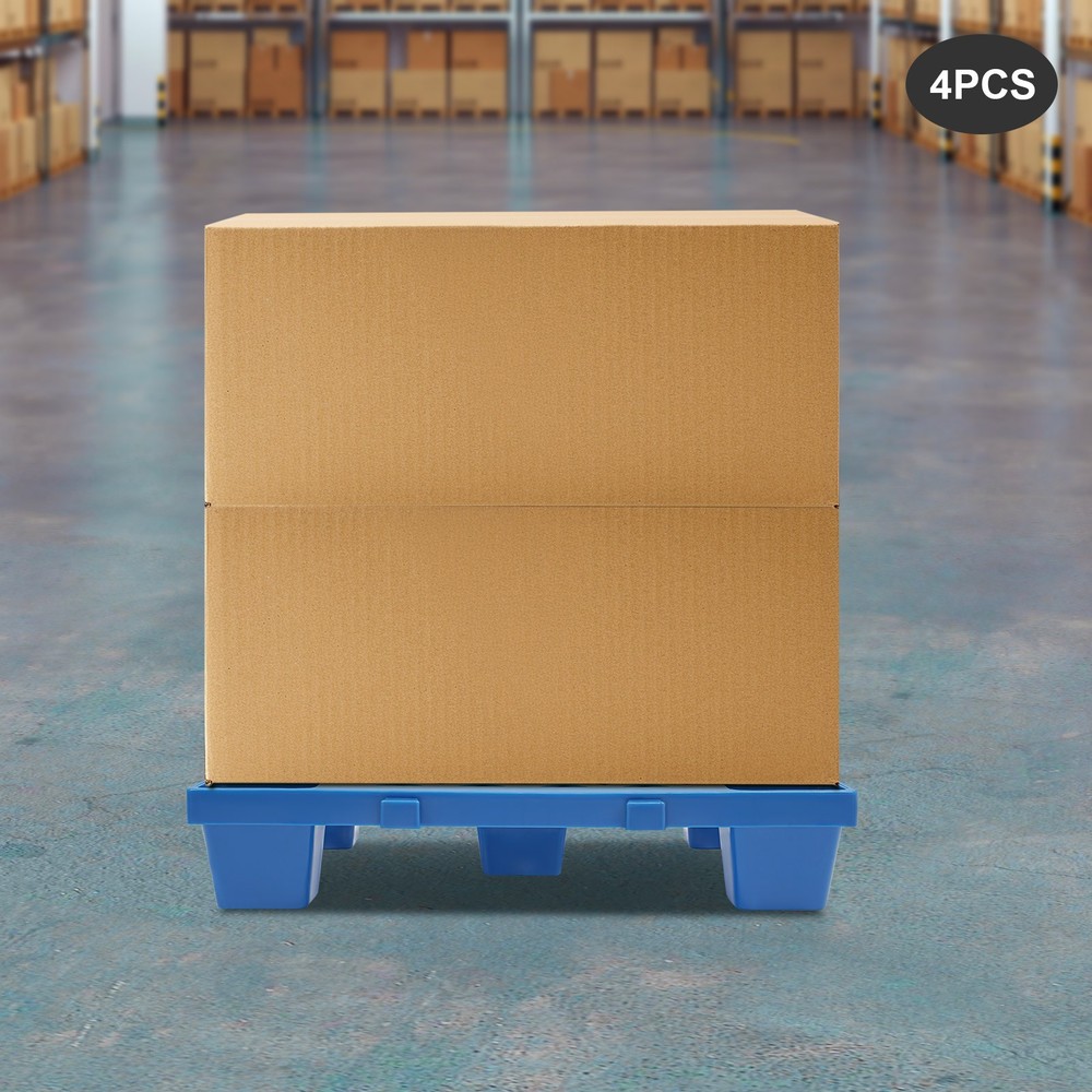 4pcs Blue Pallets Moisture-proof Floor Pallet Rectangular Breathable Grid Pallet