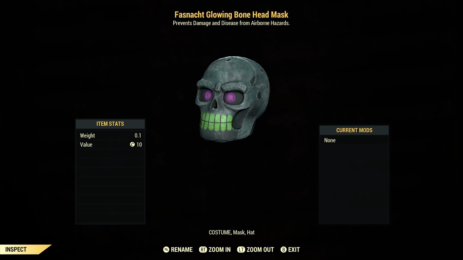 Glowing bone head Mask  Xbox
