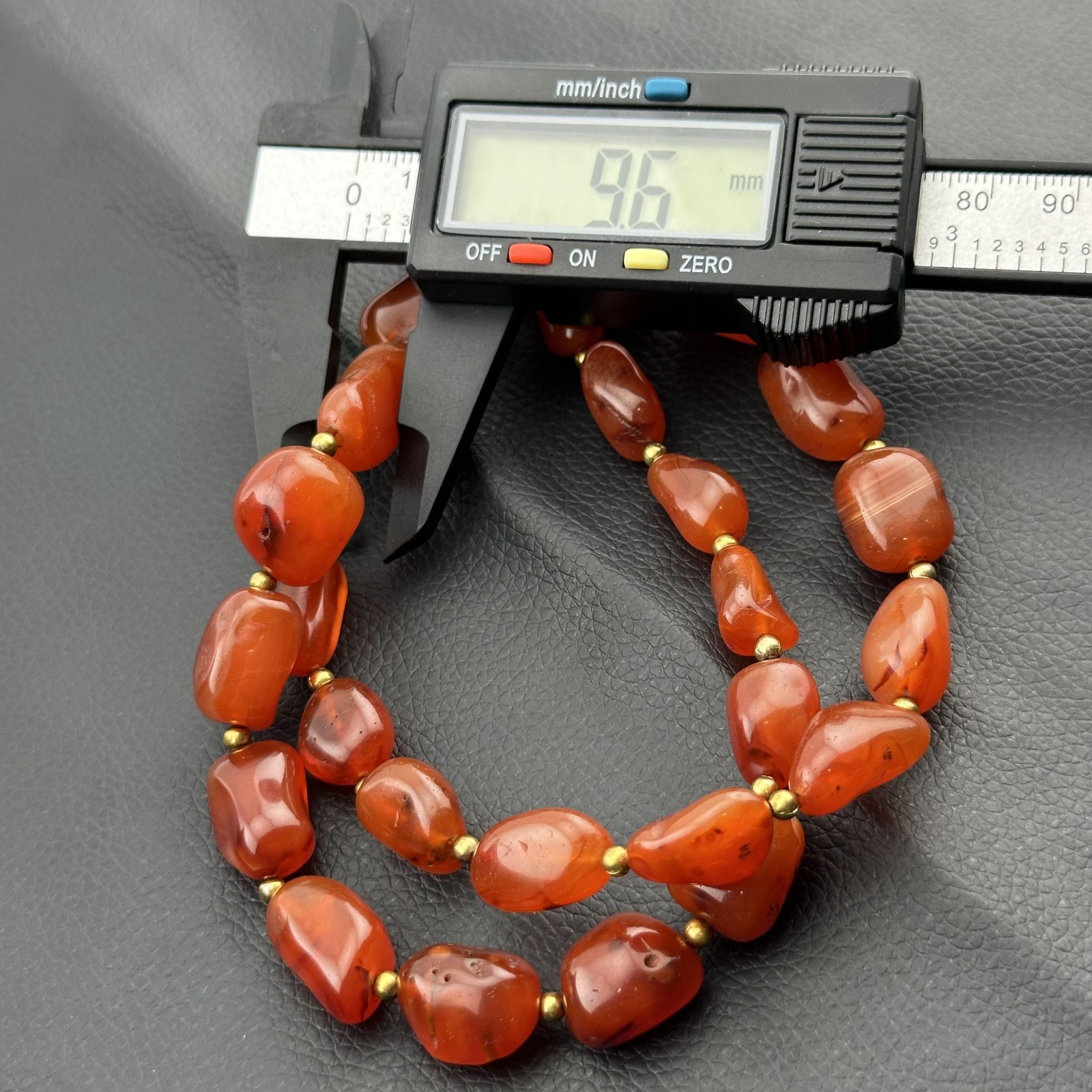 Vintage Himalayan Tibetan Carnelian Agate Tumbled Shape Necklace