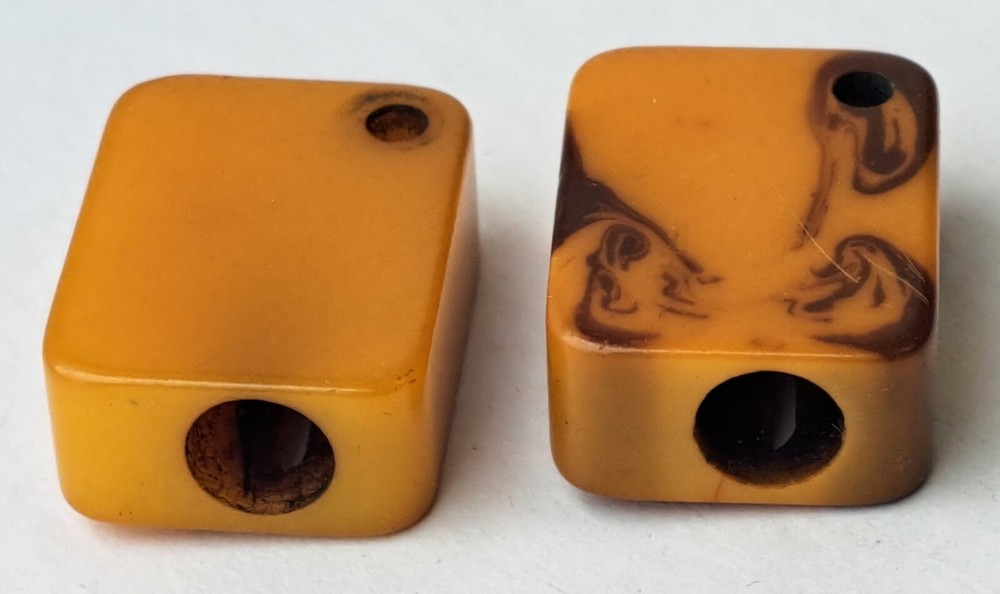 Vintage Pair 1940s Yellow Bakelite Rectangular Handheld Pencil Sharpeners