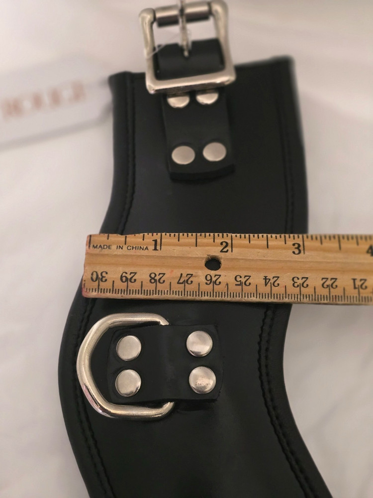 BLACK PADDED 3 Ring LEATHER POSTURE COLLAR (Adjustable/ Lockable) by Rouge