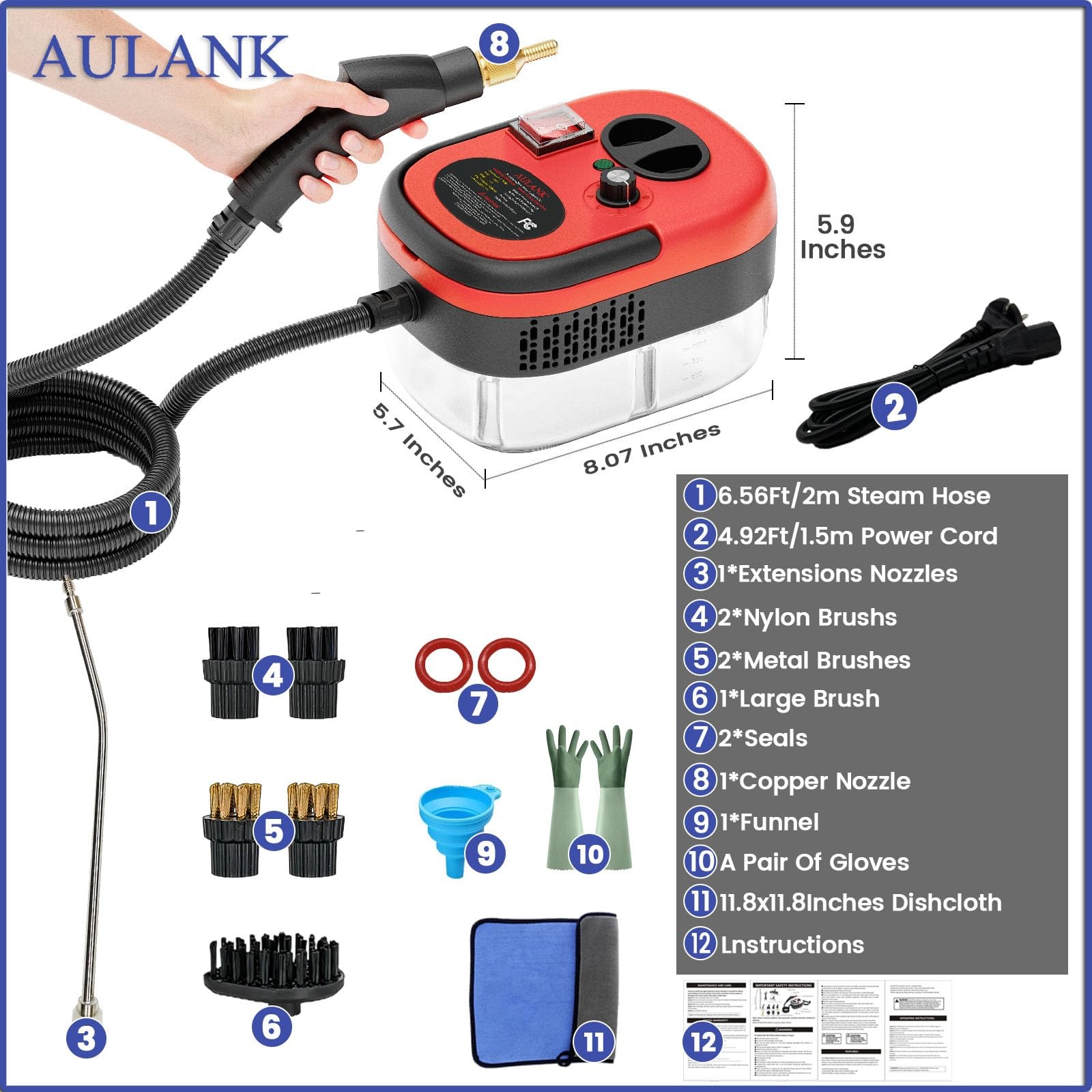 Maquina De Vapor 2500W Para Limpiar Carros Portatil Profesional Alta Presión
