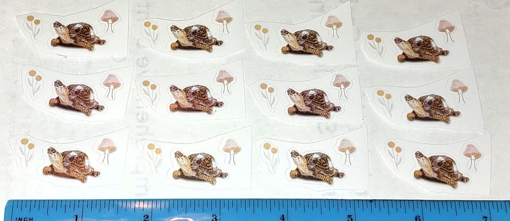 (12) Tiny ¾" Tortoise Turtle Stickers for Scrapbooking, Cards, Envelopes, etc