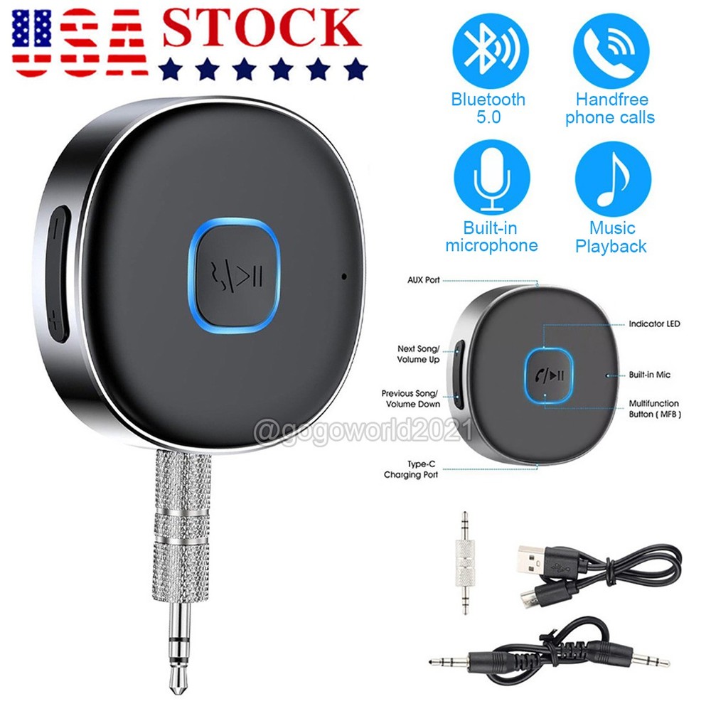 Wireless Bluetooth Receiver 3.5mm Aux Car Adapter Audio Receiver for Home Stereo