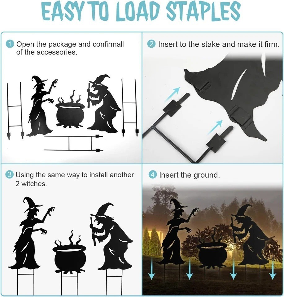 Halloween Witch Yard Decorations Silhouette Black