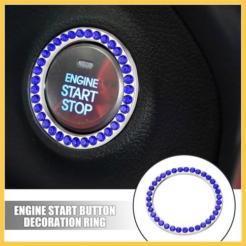 5 Pcs Car Engine Start Stop Decoration Ring Rhinestone Push Start Button Knob
