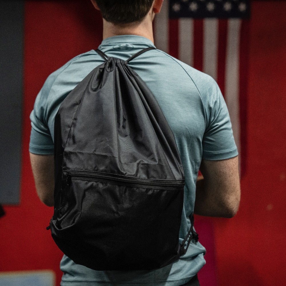 Drawstring Backpack String Bag Sackpack-XL-NEW-Front Zipper Pocket-Extra Large
