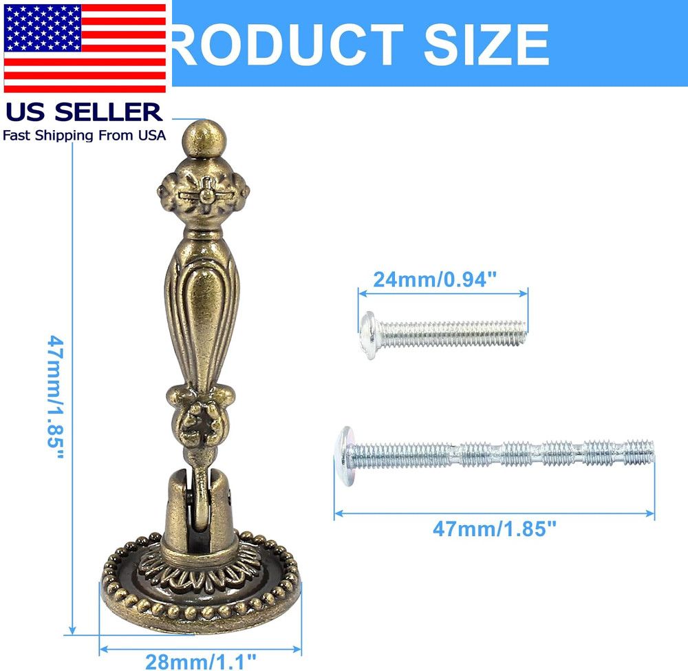 6PCS Antique Style Tear Drop Pulls - Vintage Cabinet Decorative Pull Handle Knob