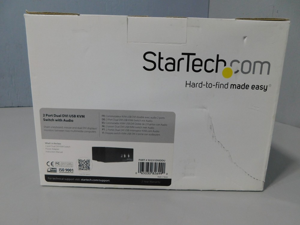 NEW StarTech 2-Port Dual DVI External KVM USB Audio Switch  SV231DVIDDU