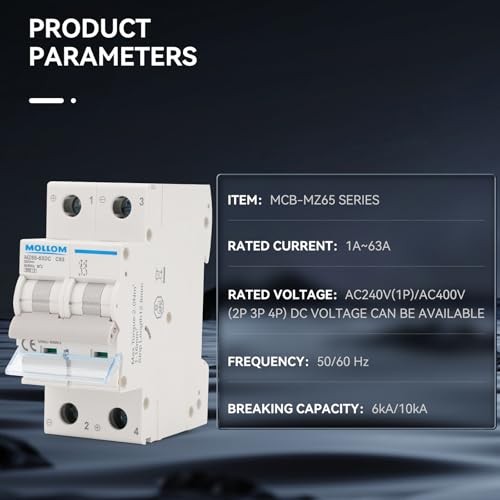 DC 2 Pole Miniature Circuit Breaker, 1000Vmps, C40 Scene Visualization 40A