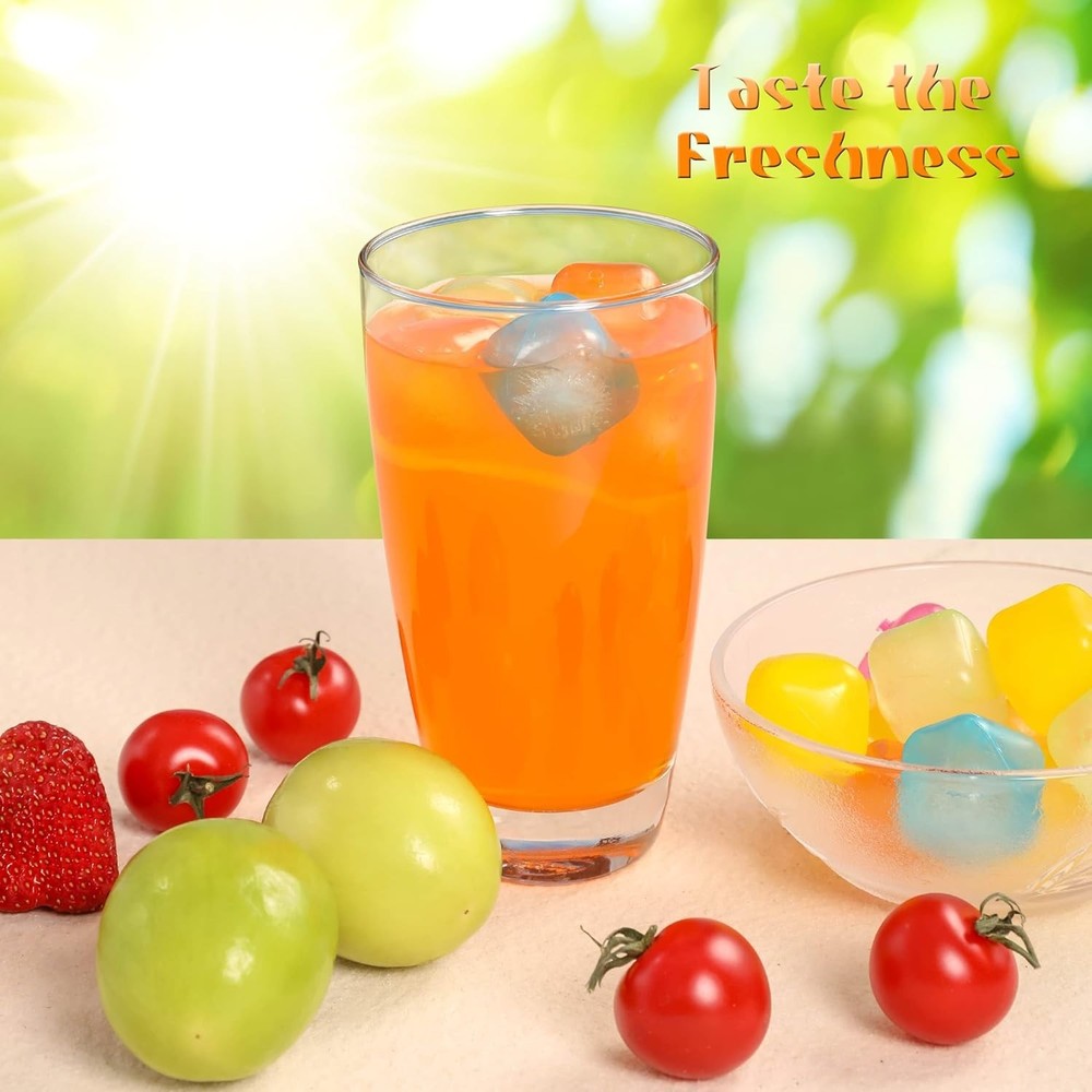Reusable Ice Cube Plastic Ice Cubes 65 Pack Colorful Refreezable Ice Cubes fo...
