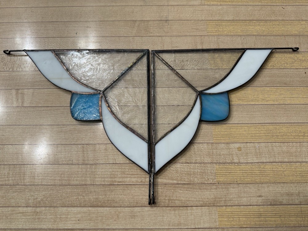 2 stain glass window corner panel