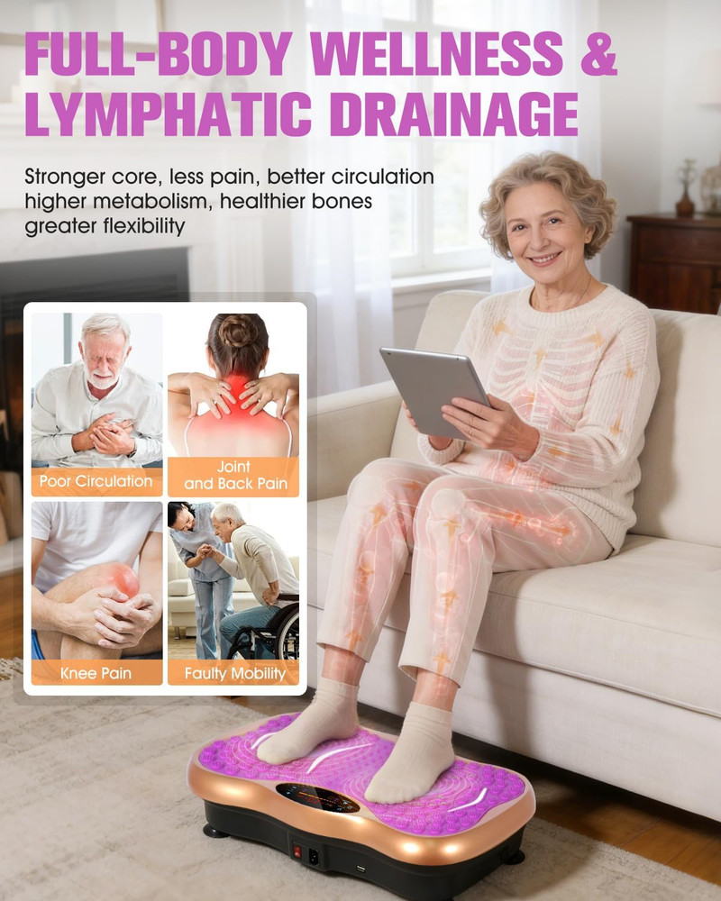 Vibration Plate Exercise Machine, Vibration Platform for Lymphatic Drainage Full