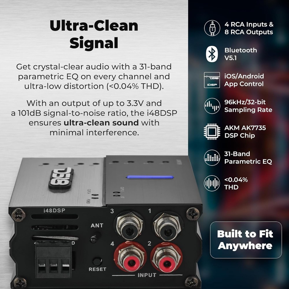 DS18 4-Input / 8-Output Digital Sound Processor with Bluetooth and App Control