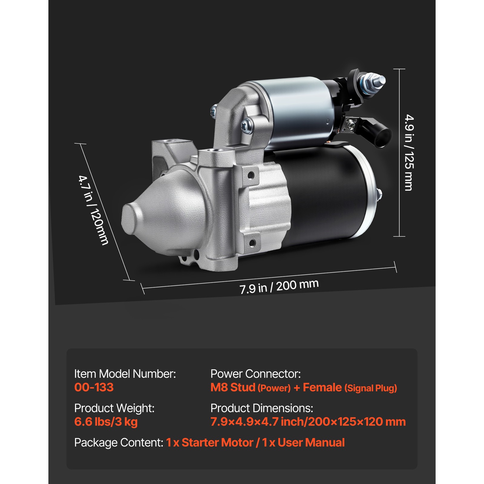 Starter Motor for Chevy Silverado GMC Sierra 1500 4.3L 5.3L 6.2L 2014-2018 10910