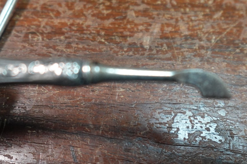 Antique Sterling Silver tea strainer diffuser spoon + Sterling scraper? vtg #180