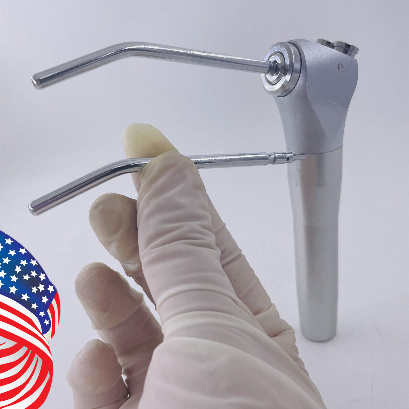 Dental 3 Way Air Water Syringe Triple Spray Handpiece with 2 Nozzles Tips Tubes