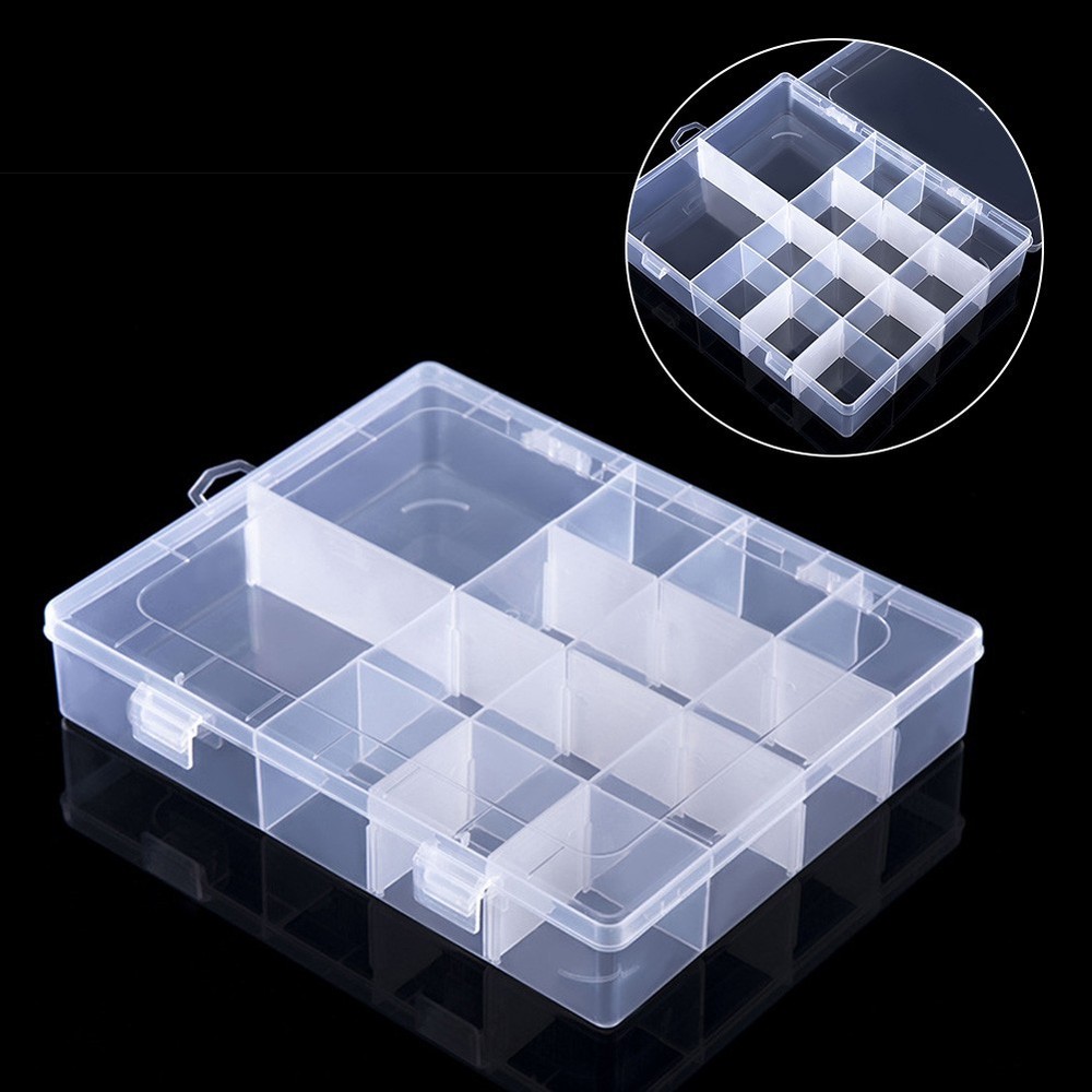 Adjustable Plastic Screw Holder Case Organizer with 14 Compartments Storage Box