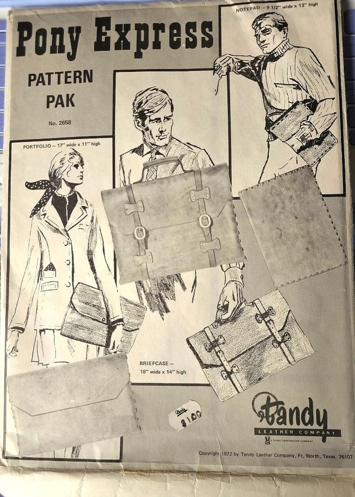 Tandy Leather Design Pattern Pony Express 2658 Briefcase Portfolio Notepad 1972