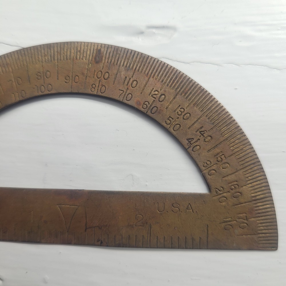 VTG Brass Protractor 1930s Semicircular