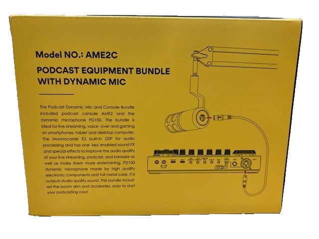 Maono Caster E2 Podcast Equipment Bundle with Dynamic Mic, Bluetooth, AME2C