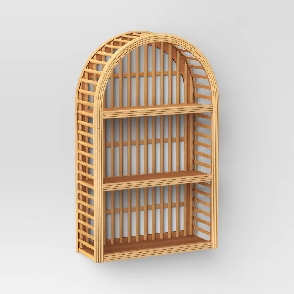 12" x 20" Wood and Rattan Wall Shelf - Threshold