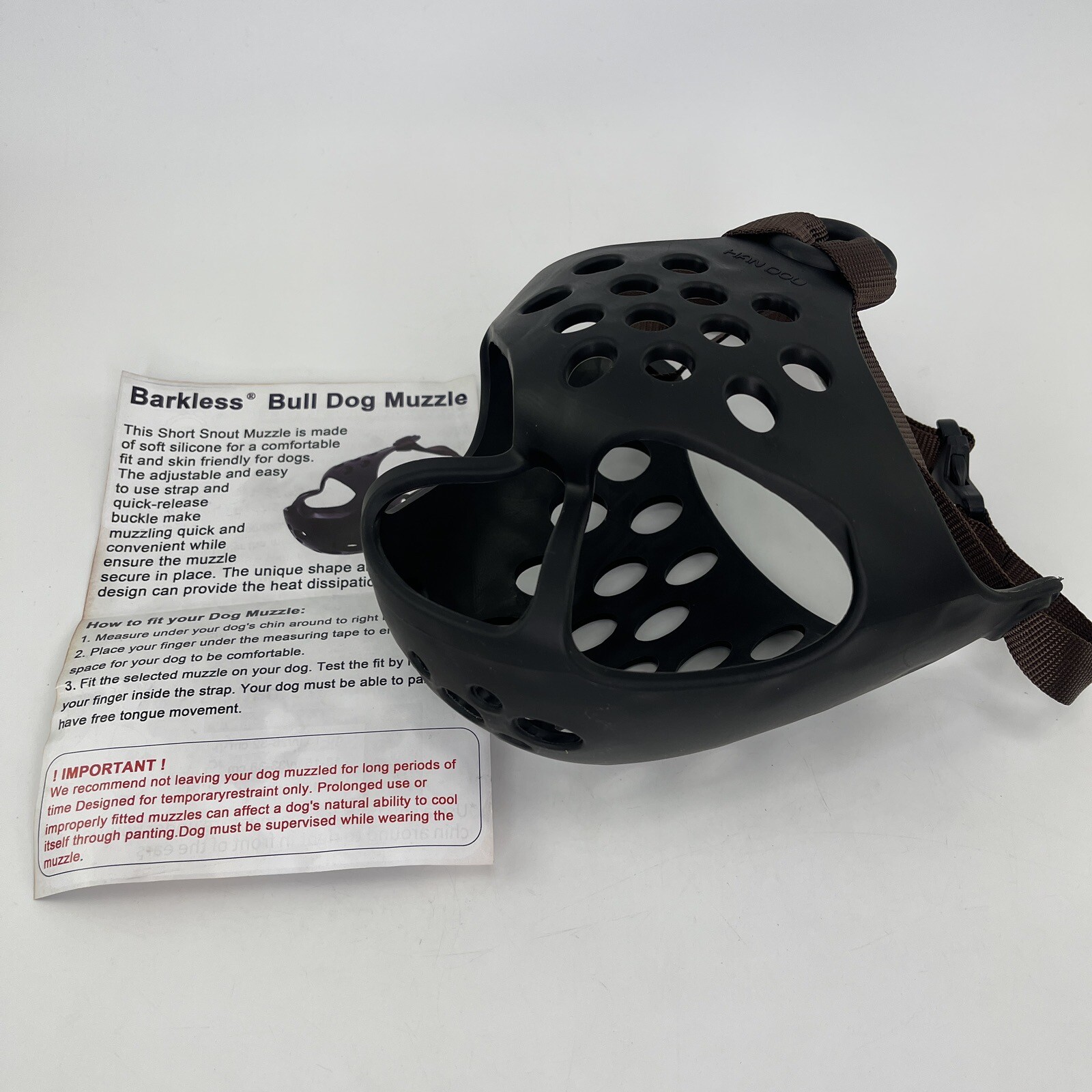 BARKLESS Dog Muzzle for Short Snout Dogs, Soft Silicone Muzzle for Biting, for