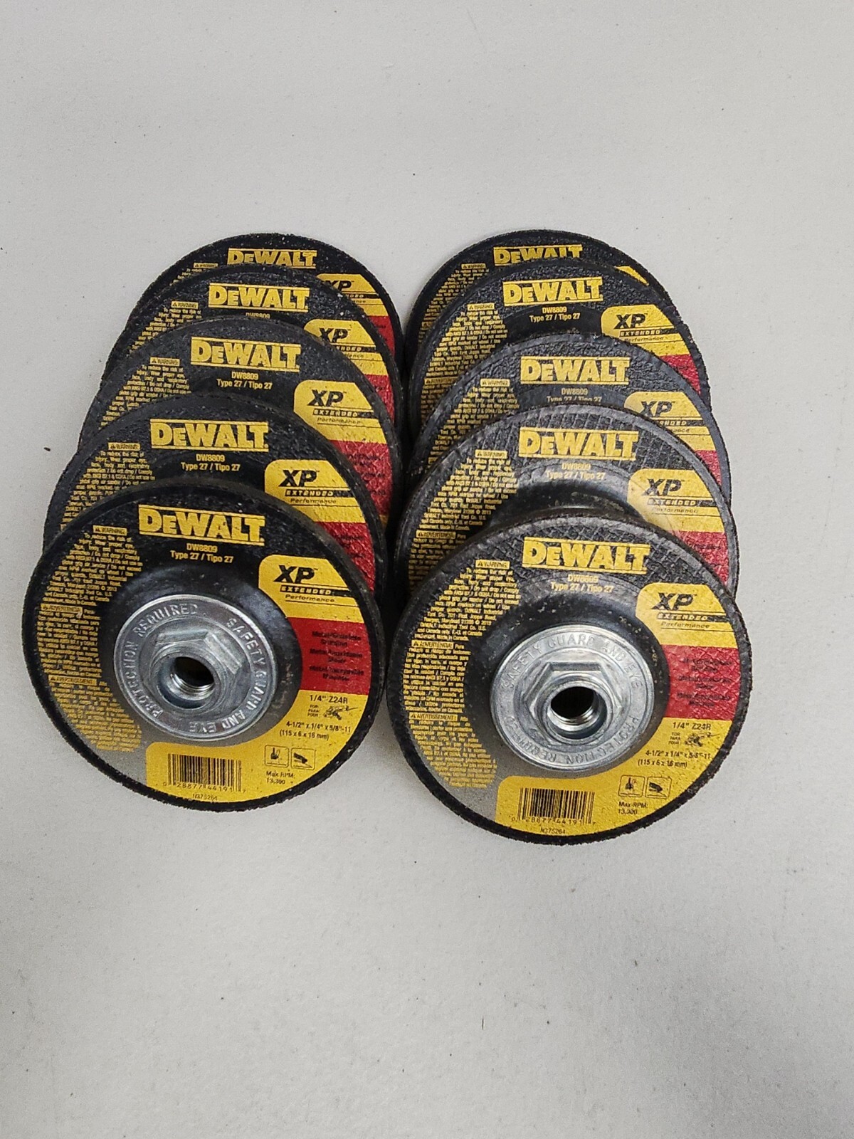 Dewalt DW 8809 4 1/2 " X 1/4" X 5/8-11" Grinding Wheel 10 Pack