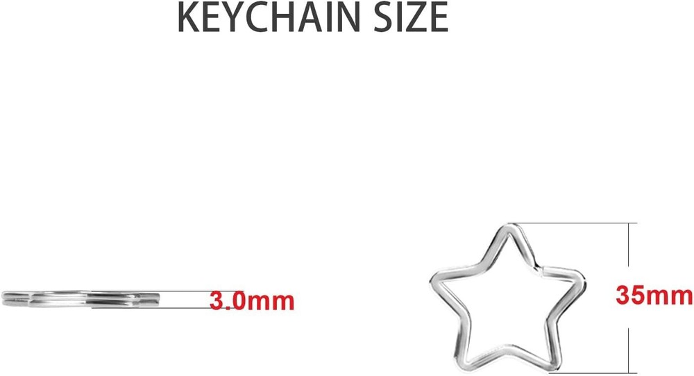Creative Key Ring Keychain Silver Metal Flat Split Star Shape 12pcs