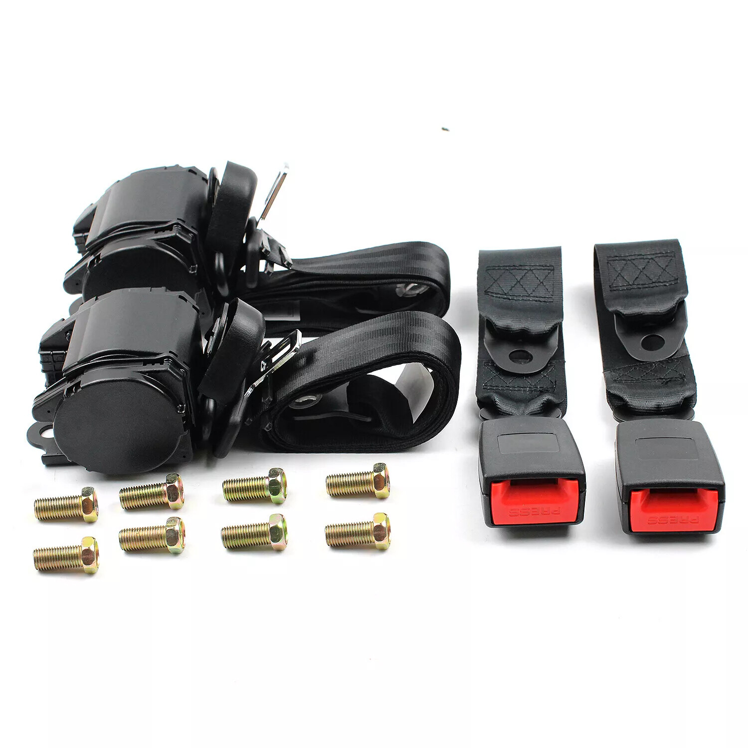 2 Retractable 3 Point Safety Seat Belt Straps Car Vehicle Adjustable Belt Kit