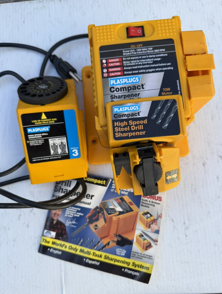 Plasplugs Compact DSH402US Sharpener for Drill-Bits/Knives/Scissors