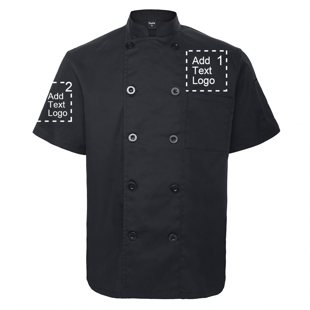 Custom Chef Coat PRINTED Personalized Short Sleeve Chef Jacket Work Uniform