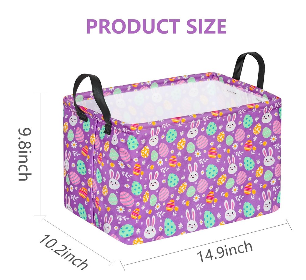 VAIVUSTO Easter Storage Basket Easter Bunny Storage Bin Collapsible Nursery H...