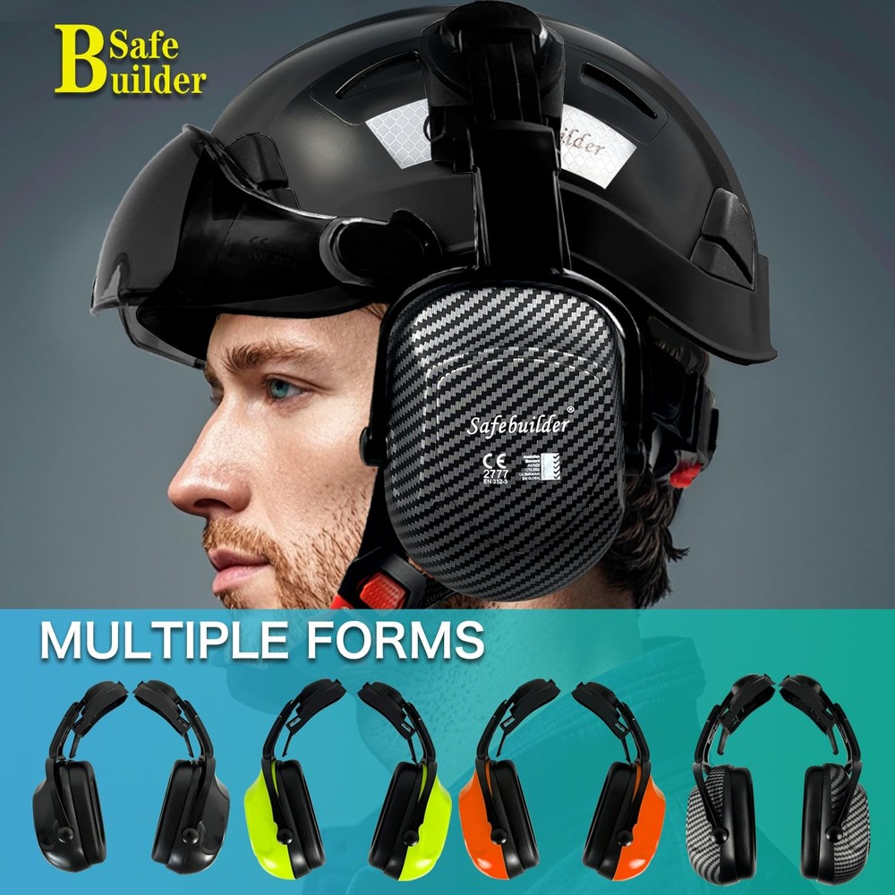 SAFEBUILDER 30dB Adjustable, Carbon Fiber Pattern Matte Black 07 Ear Muffs