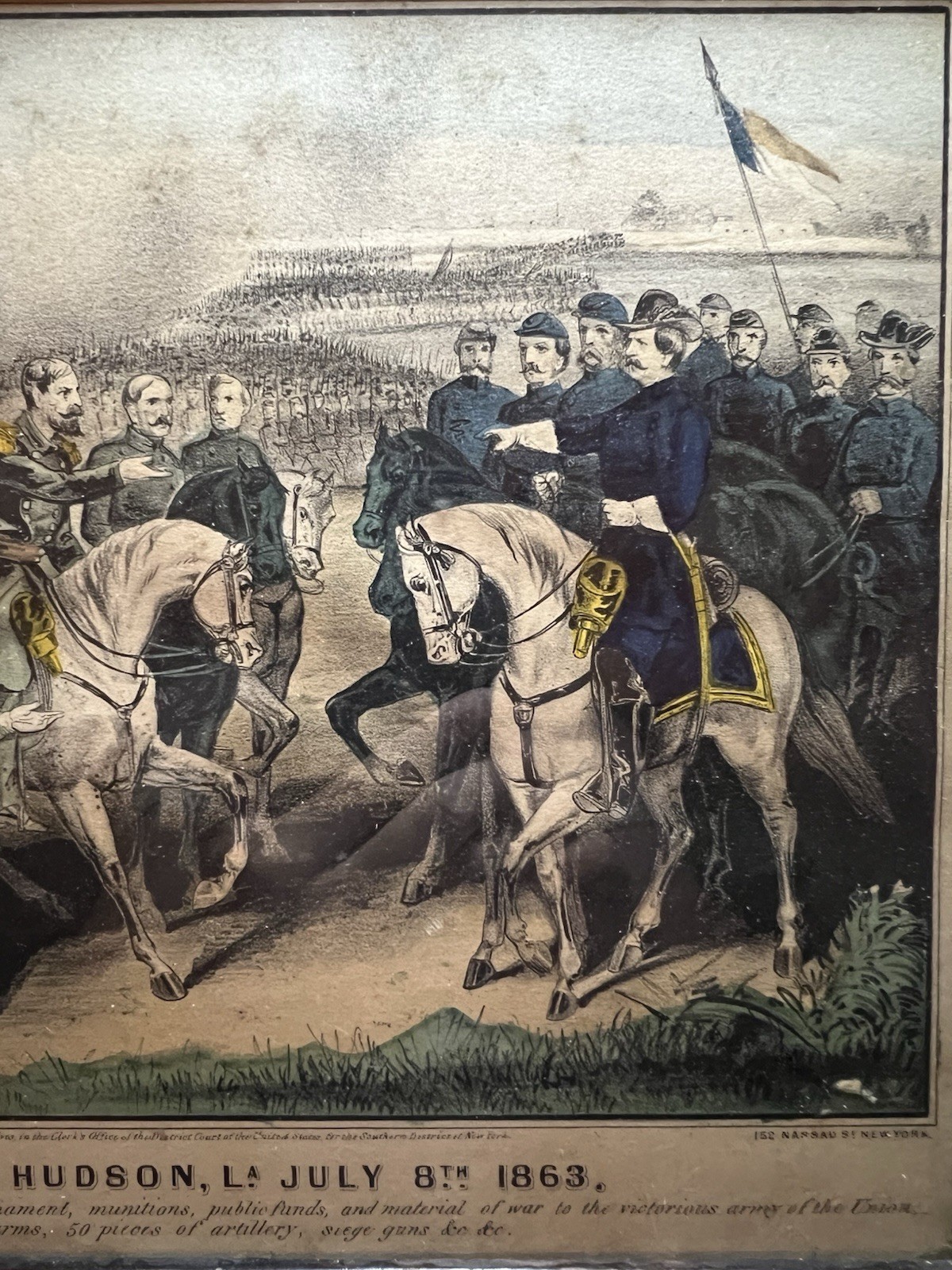 SURRENDER OF PORT HUDSON, LA. JULY 8TH 1863 By Currier & Ives Hand Colored Litho
