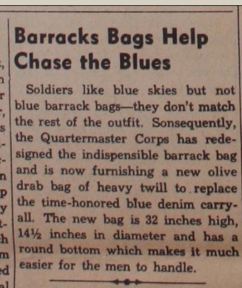 WWII Barracks / Duffel / Laundry Bag (HBT), Draw-string. Near Mint+++