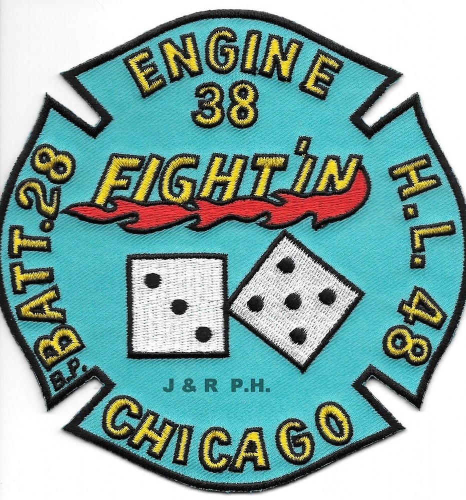 Chicago  Engine-38 / H.L.-48 / Batt-28  "Dice", IL Light (5" x 5") fire patch
