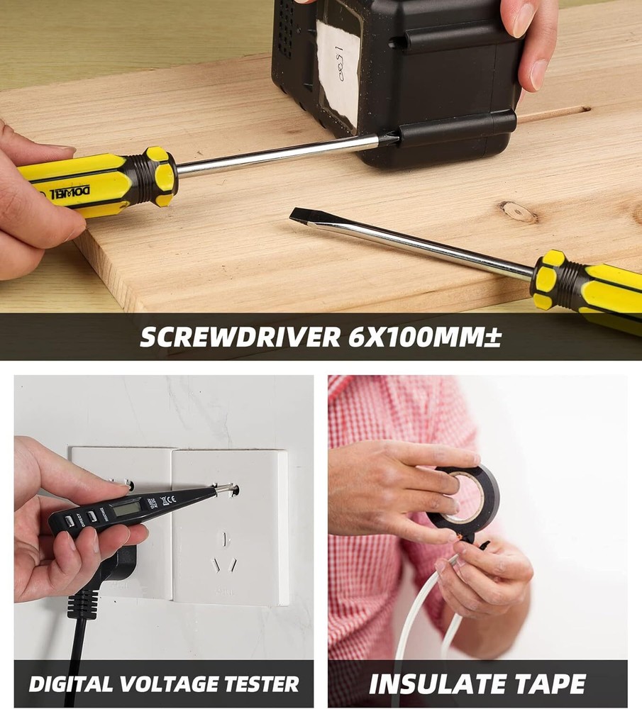DOWELL Small Homeowner Tool Set 9 Pieces General Household Hand Tool...