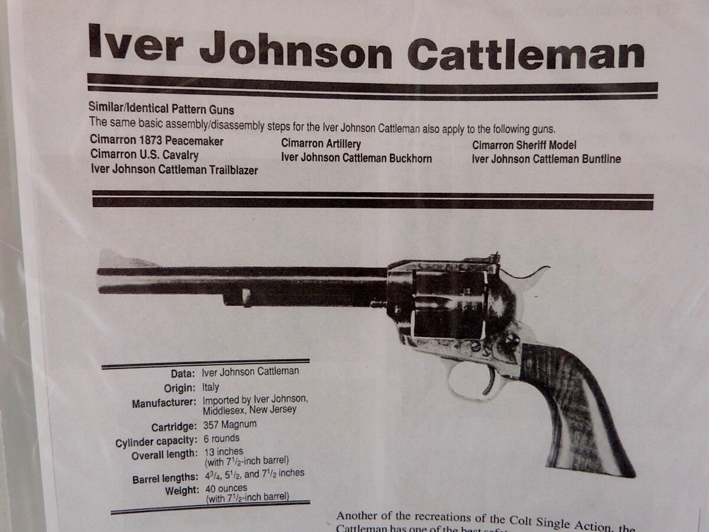 IVER JOHNSON CATTLEMAN HAND GUN BREAK DOWN INSTRUCTION KIT